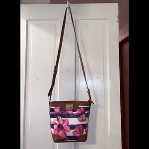 💕SOLD💕 Floral Navy & White Stripe Crossbody